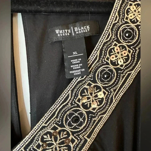 White House Black Market sleeveless midi dress, XL, embellished vneck, Elegant - Picture 7 of 10